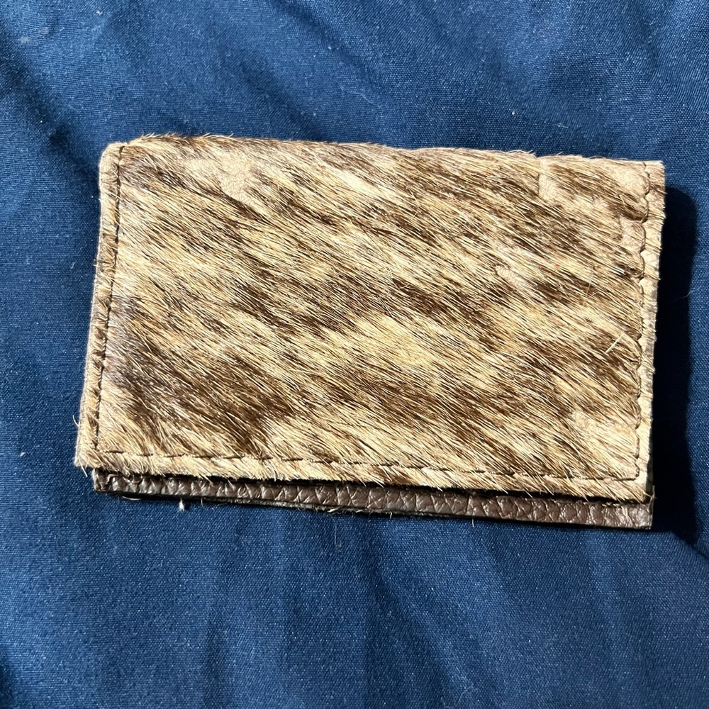Brindle hair on hide credit card wallet